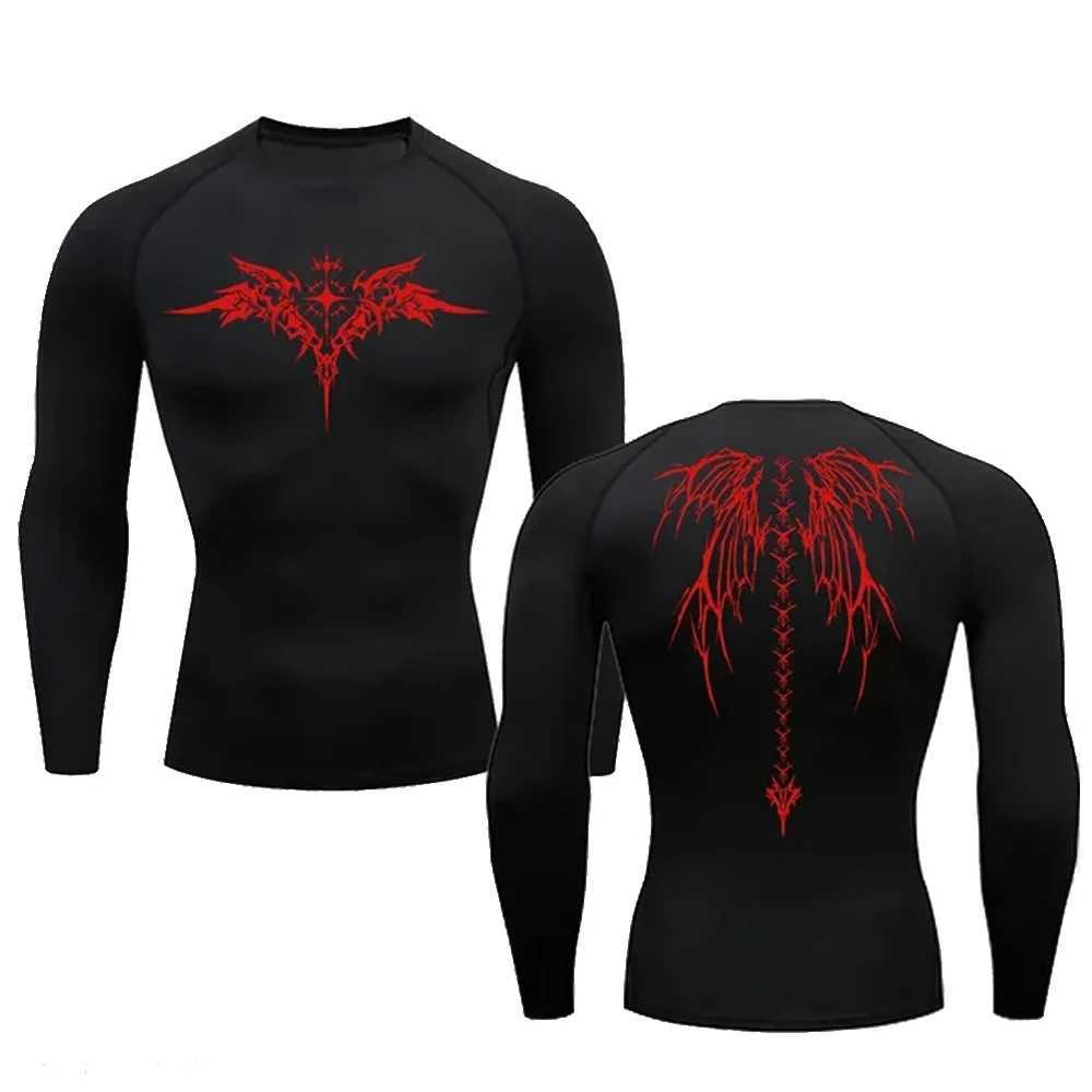 Mens Fashion Printed Shirt Breathable Compression T-shirt Sports Shirt Summer Quick Drying Long Sleeve Outdoor Exercise T-shirt W241026