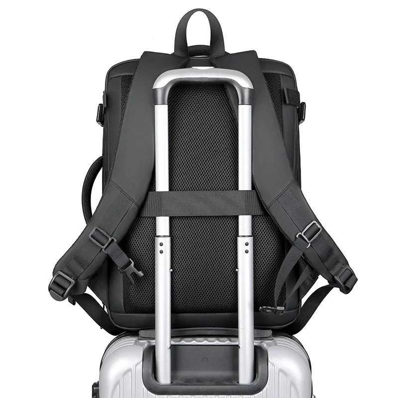 Mens 55L Large Capacity 17 Laptop Backpack Expandable Travel Backpack Waterproof 900D ABS Hard Shell Stylish Business BackpackXJ241026