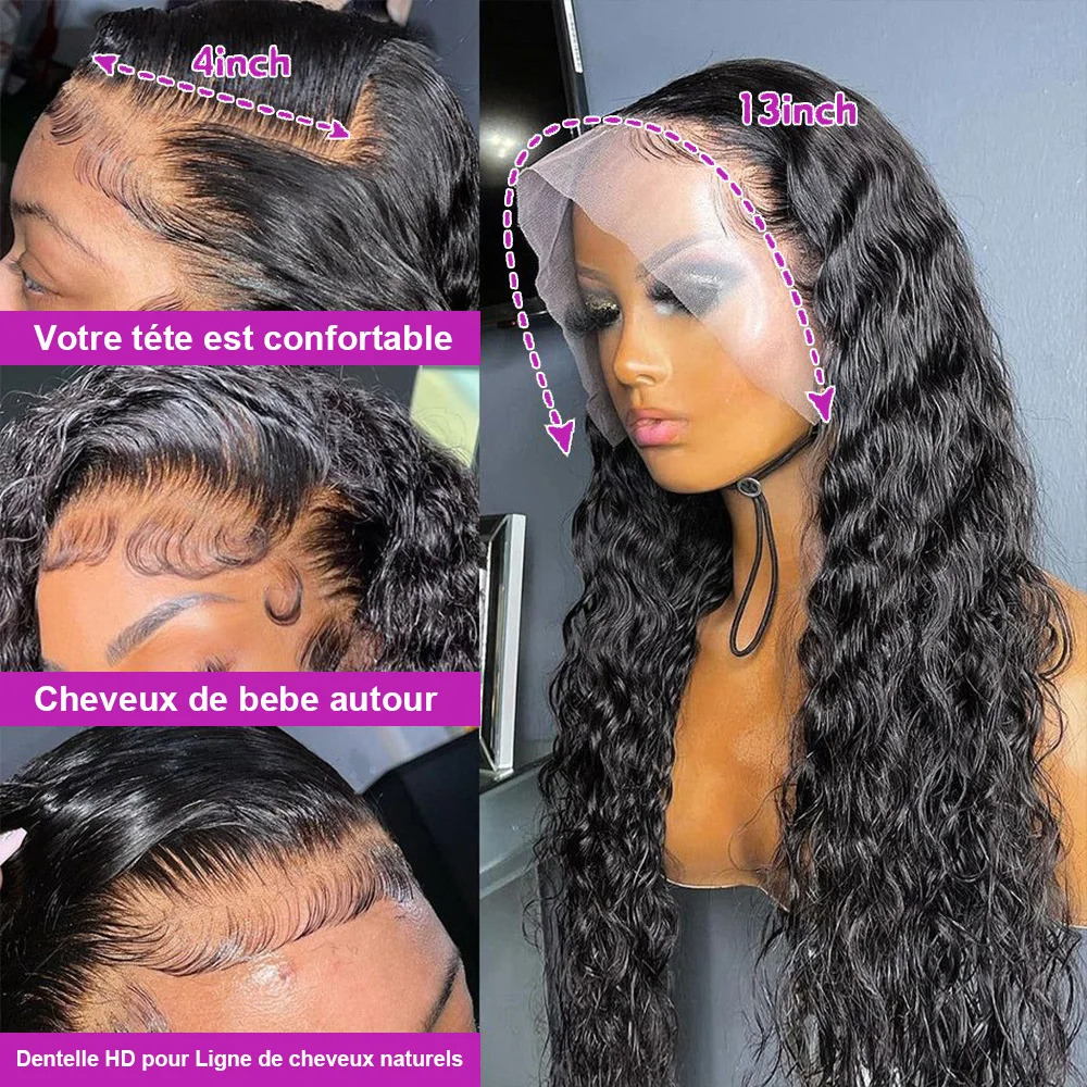 13x6 Deep Wave 30 38 Inch Pre plucked Brazilian Curly Wigs 13x4 HD Transparent Human Hair Lace Frontal Wig