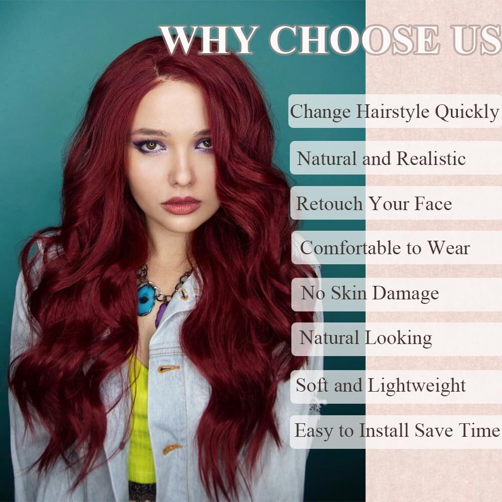 Glueless 13x6 HD Curly 99J Bury Body Wave Lace Front Human Hair Wigs For Women Daily Use Cosplay