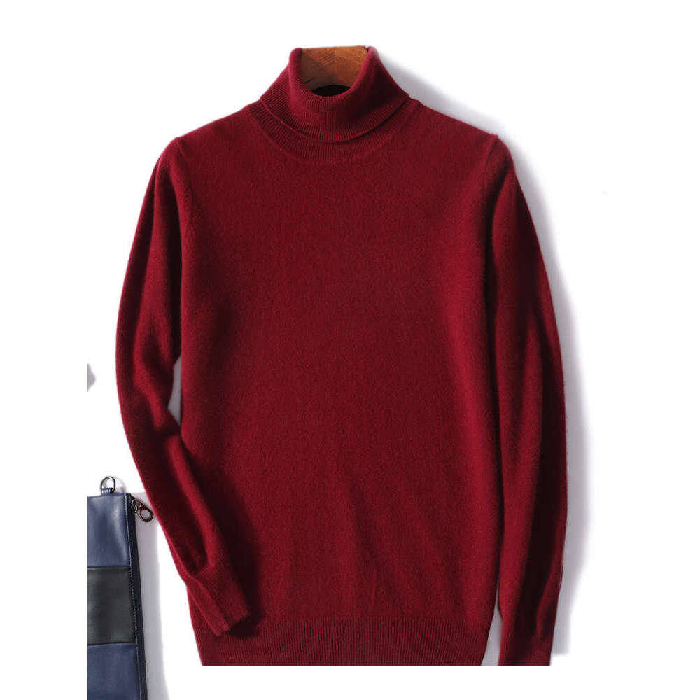 Aliselect 100% Pure Merino Wool Men Pullover Turtleneck Knitwear Jerseys Spring Autumn Winter Warm Cashmere Jumper Sweater Tops