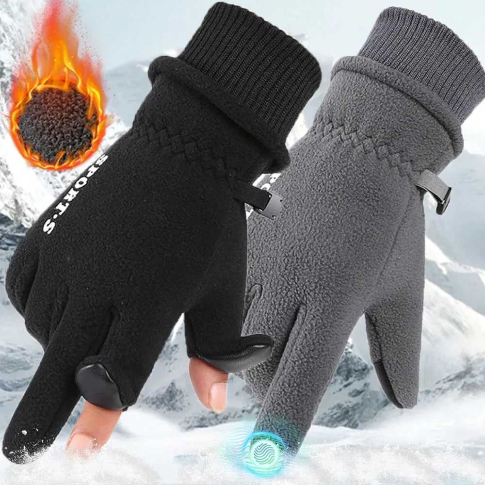 Hot wool winter Gs mens touch screen bicycle cold resistant and windproof bicycle thick and warm outdoor skiing gloves W241026
