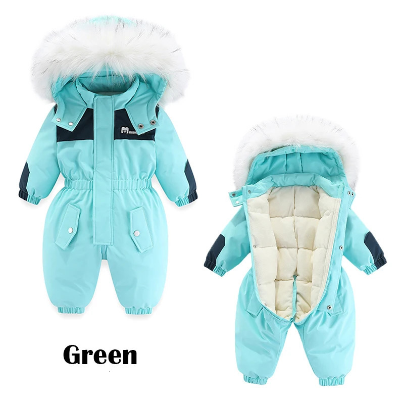-30 Degree Winter Children Ski Suit Waterproof Thicken Baby Jumpsuit Plus Velvet Boys Overalls Warm Kids Clothing Set 241025