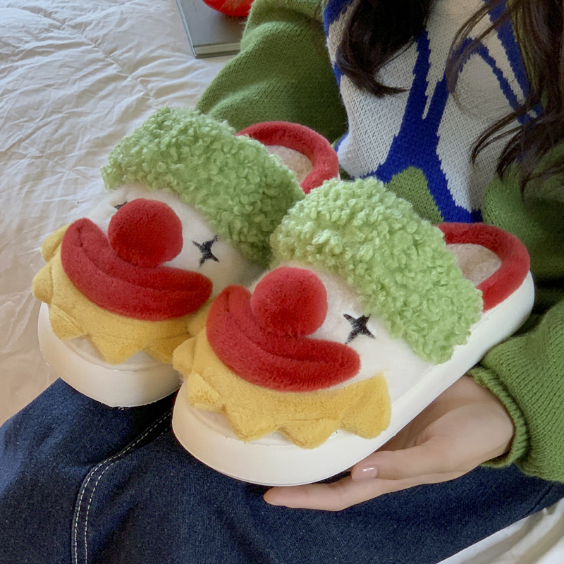 Funny Halloween Clown Women, 2024 New Cute Cartoon Animal Cotton Slippers for Winter 1f2e