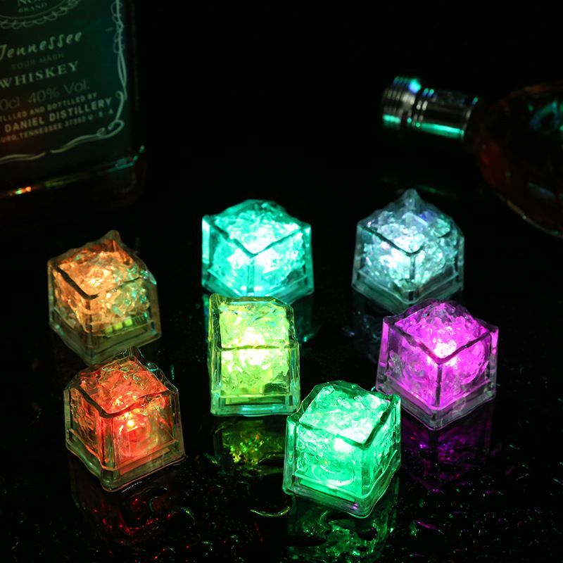 LED Ice Cubes Glowing Night Lights Color change Changeable Novelty Lighting Party Ball Flash Light Luminous Neon Wedding Festival Christmas Bar Wine