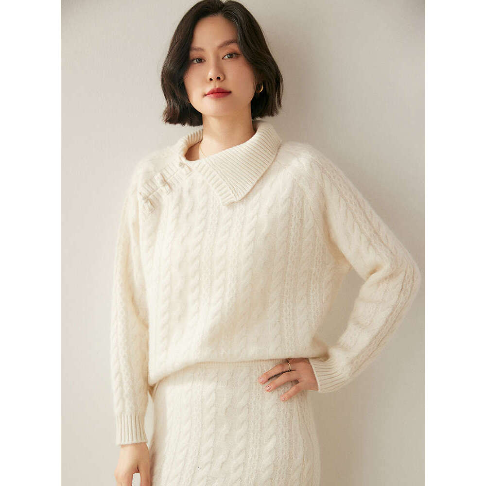 New Chic Women's 100% Cashmere Sweater Twist Wer Knit Pullover Autumn Winter Chinese Style Knitwear Female Clothing Top