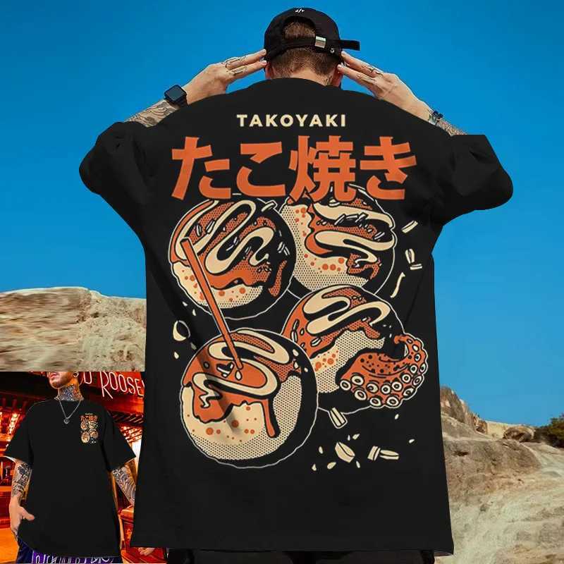 Casual new Slve mens T-shirt Japanese food printed mens loose Ts fashion sportswear daily top W241026