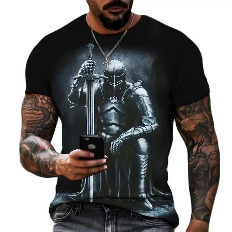 Summer Fashion Templar 3D Printed Mens T-shirt Strt Harajuku Cross T-shirt Mens Short Sleeve Oversized Retro Top W241026