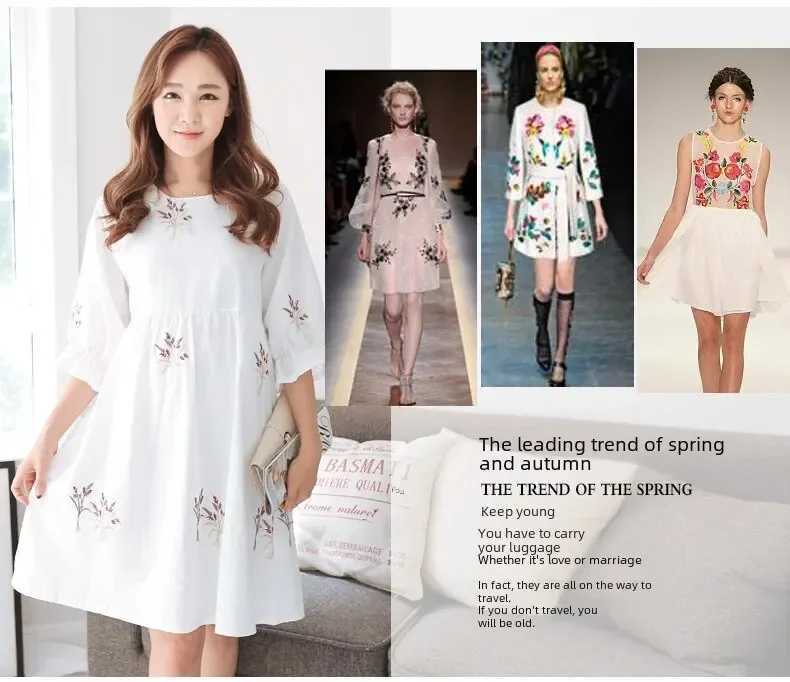 2024 New Maternity Clothing Summer Dress Third Quarter Sleeve Large Size Medium Long Korean style Small Loose Maternity Clothing W241026