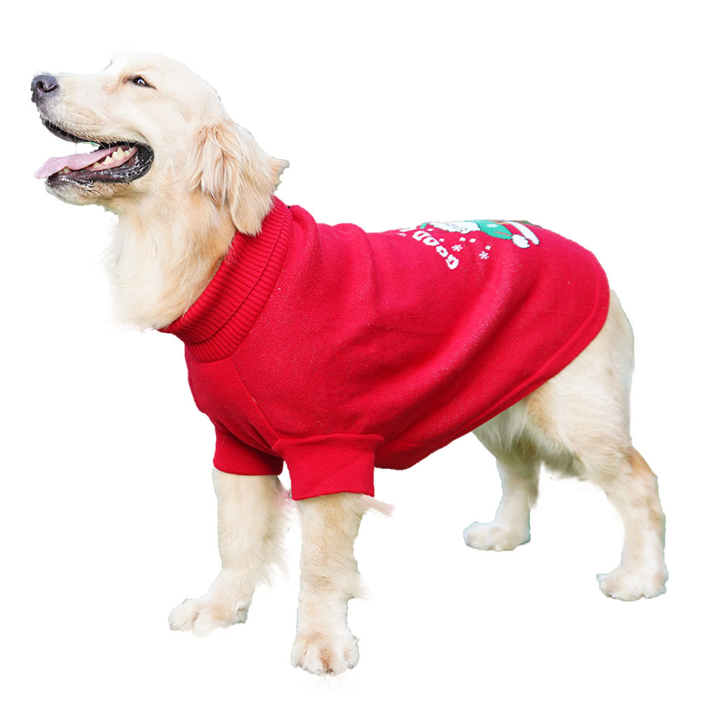 Christmas Santa Suit Autumn and Winter Extra Fleece Thick Sweater Hoodie Large Golden Retriever Pet Designer Clothes Dog Apparel