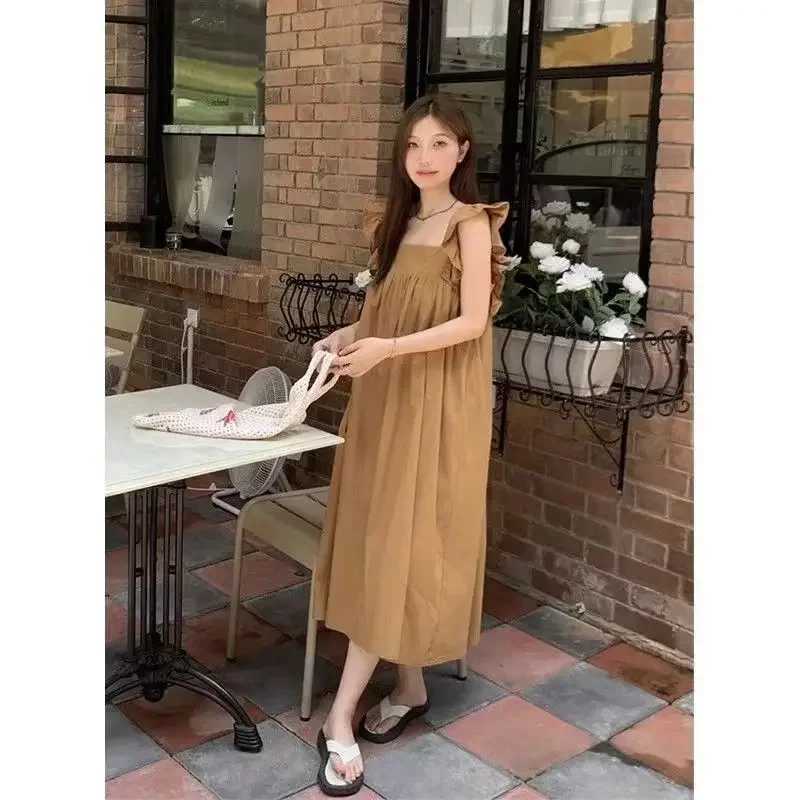2023 Summer New Maternity Dress Emotional Design Long Back Bow Sleeveless Maternity Dress W241026