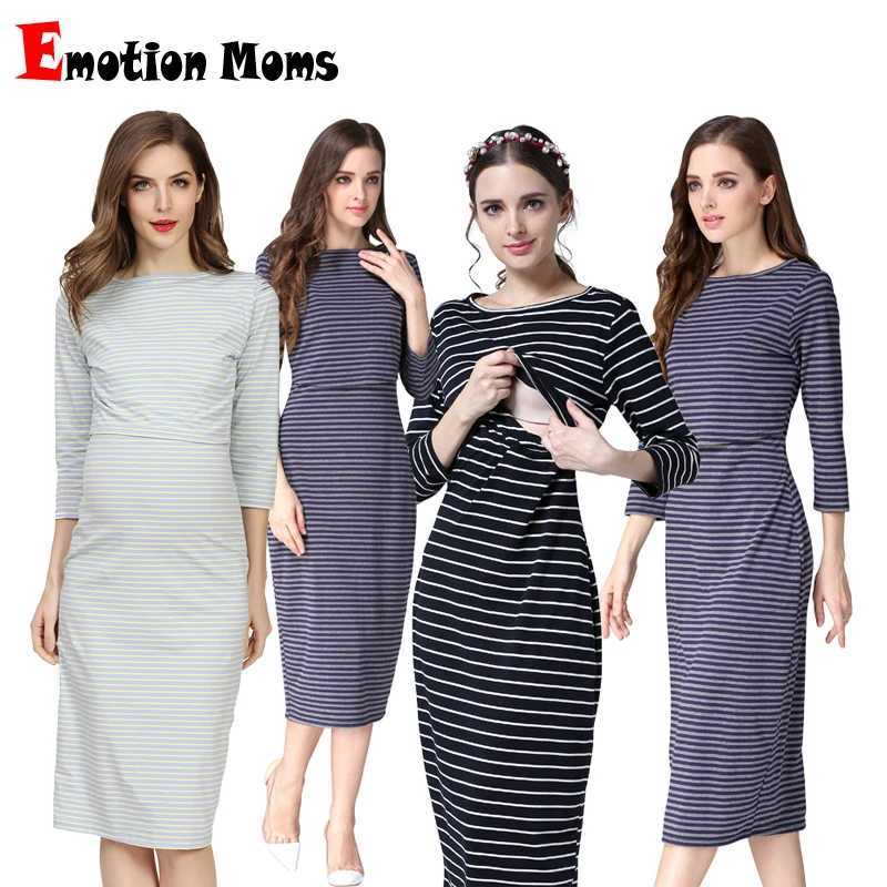 New Spring Stripe Maternity Feeding Dress Maternity Clothing Maternity Care lotion Dress Direct Delivery W241026