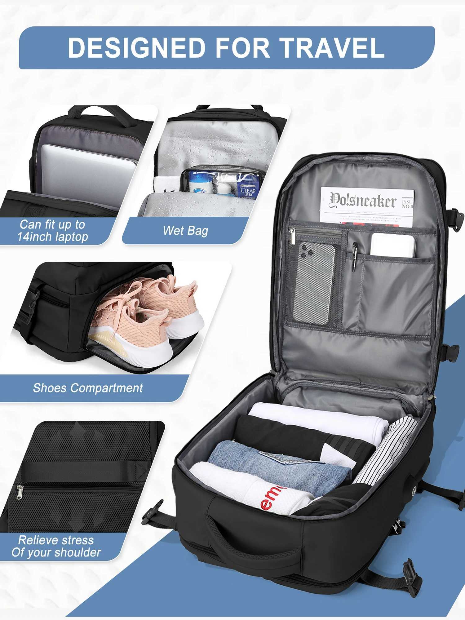 Travel Backpack for Women Men Carry Backpack with USB Charging TSA 15.6inch Laptop Backpack Business Hiking Casual DaypackXJ241026