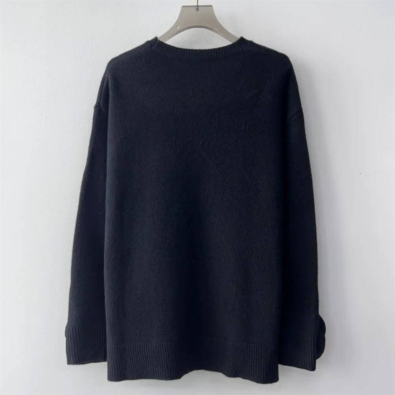 Womens sweater 3D floral decorated round neck pullover for autumn 2024 wool blend long sleeved top Elastic Knitwear 241025