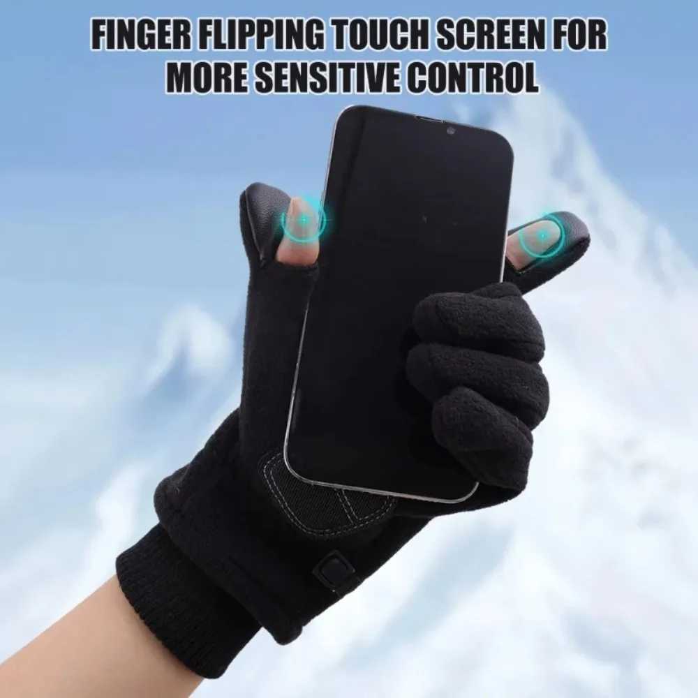 Hot wool winter Gs mens touch screen bicycle cold resistant and windproof bicycle thick and warm outdoor skiing gloves W241026