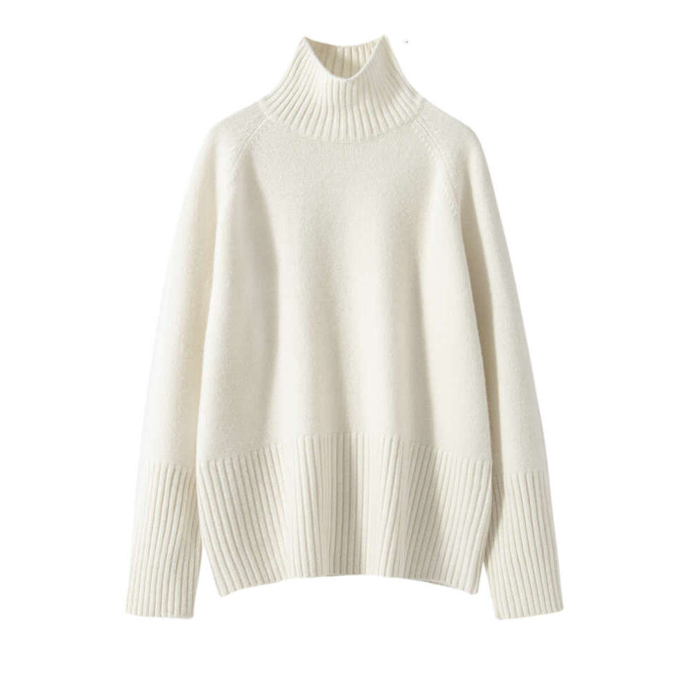 High-End Women Sweater Turtleneck Thick Basic Classical Loose Large Size Pullover Autumn Winter 100% Cashmere Knitwear