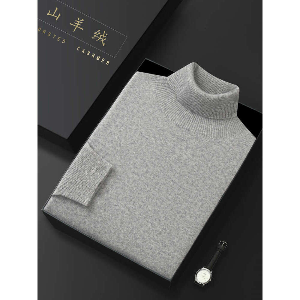 Men's Turtleneck 100% Sweater Autumn Winter Basic Long Sleeve Pullover Cashmere Knitwear Soft Warm Comfy Male Clothing