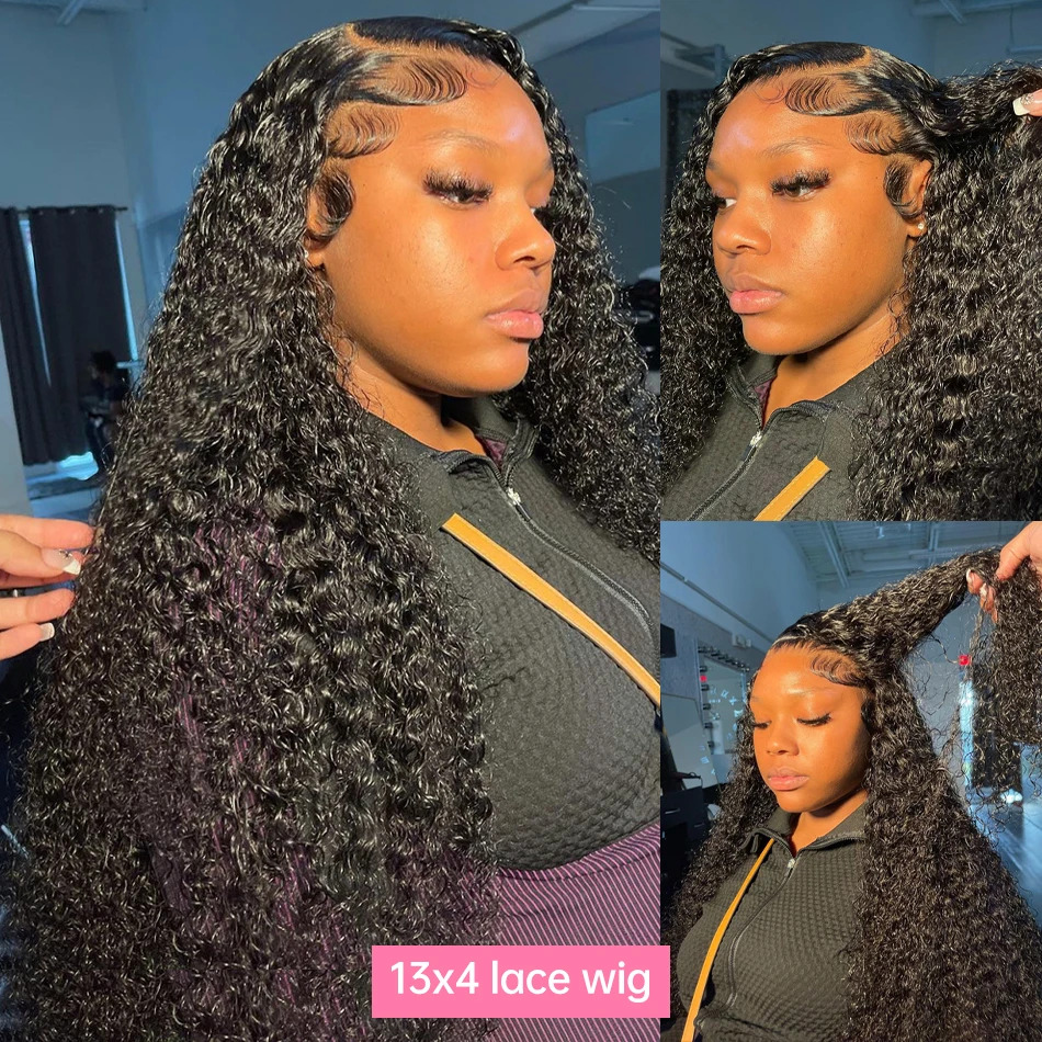 30 40 Inches Deep 13x4 13x6 HD Transparent Human Hair Wig 5x5 Glueless Curly Wave Lace Frontal For Woman