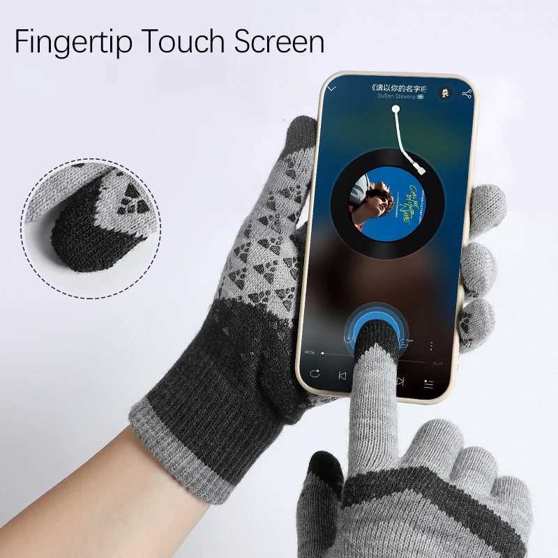 Winter Warm Knitted Gs Mens Fashion Wool Bicycle Personty Windproof Triangle Anti slip Touchscreen Wool Gs W241026