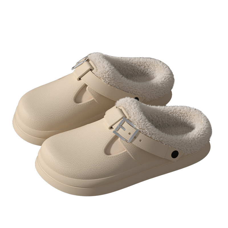 Cozy Winter Slippers: Veet Cotton Baotou Slippers with EVA Soles for Women 94b7
