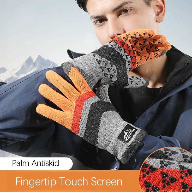 Winter Warm Knitted Gs Mens Fashion Wool Bicycle Personty Windproof Triangle Anti slip Touchscreen Wool Gs W241026