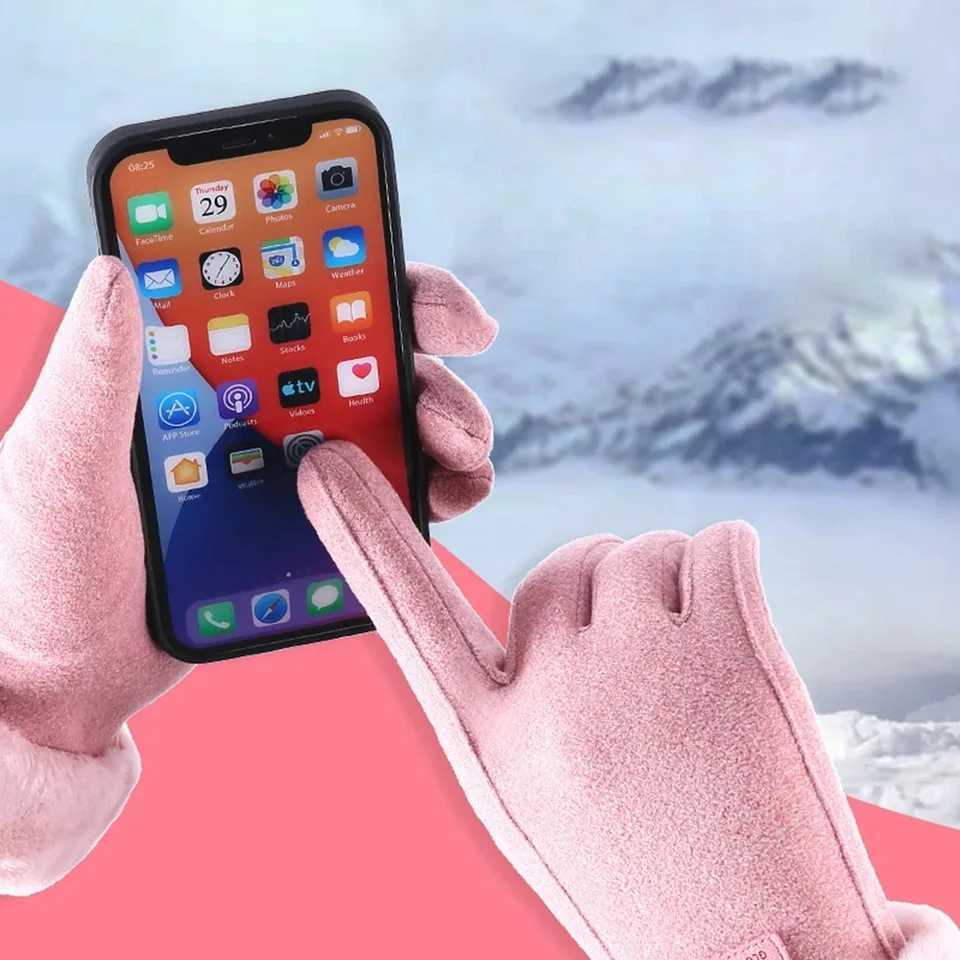 New Fashion Gs Autumn Cute Fur Warm Gloves Full Finger Gloves Women Outdoor Sports Women Gs Screen W241026
