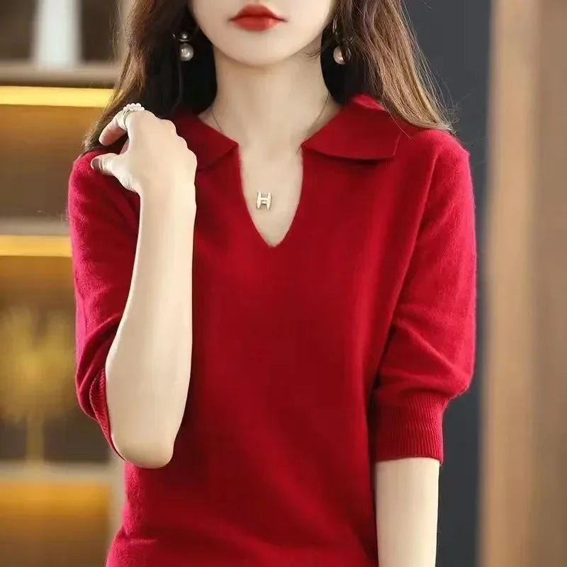 2024 Women Knitted Sweaters Autumn Winter Warm Clothing Fashion Casual Sweater Long Sleeve Jumper VNeck Loose Pullovers Top 241025