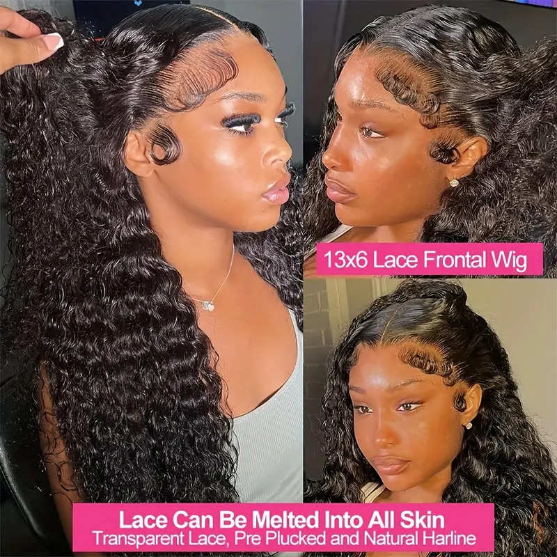 Cheap Water Full Lace Front Human Hair Wigs For Black Women 30 Inch Wet And Wavy Loose Deep Wave Frontal Wig
