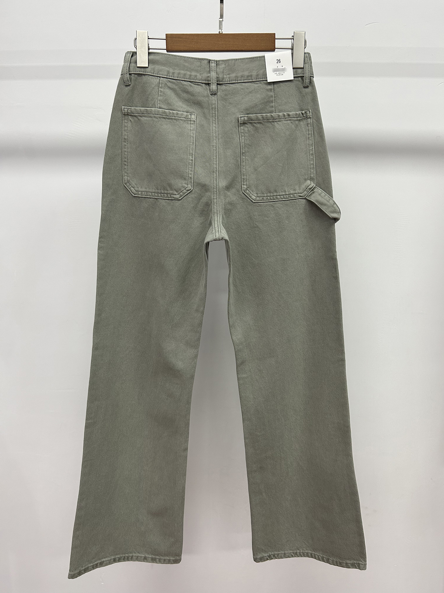 Women Grey Green Jeans Casual Micro Horn Denim Cargo Pants
