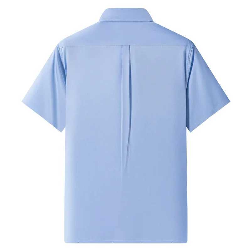 2024 summer new mens shirt wrinkle free business casual solid color elastic shorts Slves work social W241026