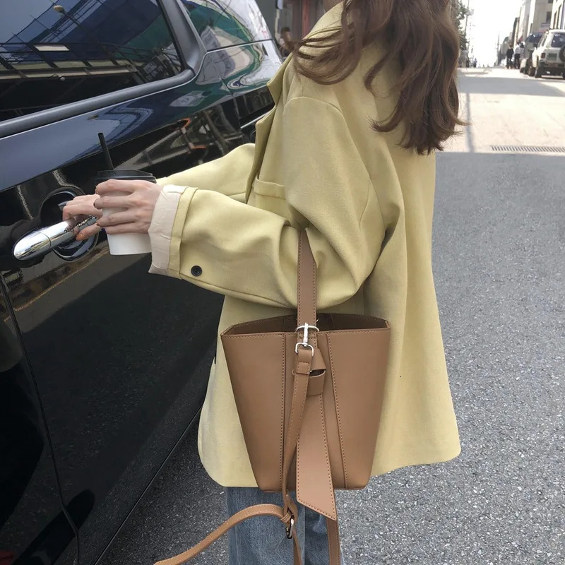 Solid color PU leather composite bucket bag suitable for womens shoulders cross body bag womens handbag casual wallet womens messenger bag 241025