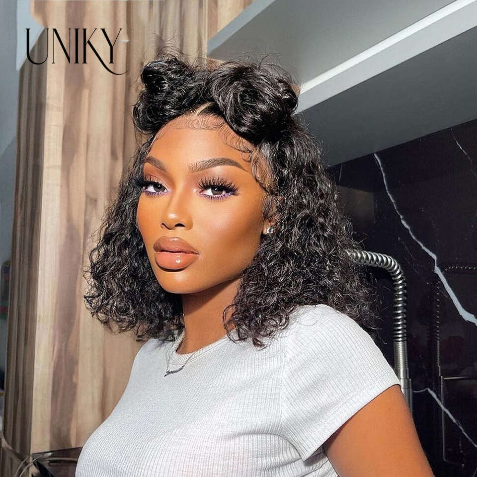 Red Bury 99J Color Kinky Curly Short Cut Blunt 13X4 Frontal Human Hair Bob Wigs 4X4 Lace Closure Preplucked Wig