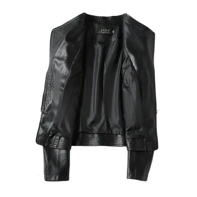 Autumn Winter Sheepskin Jacket Womens Short Coat Ultra Thin Slant Zipper Casual Top Womens Small Coat Leather Jacket Coat 241025