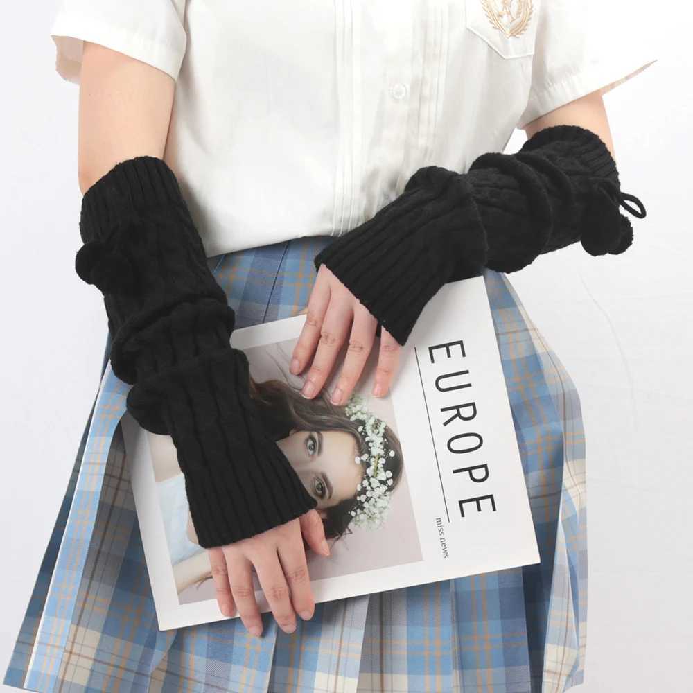Winter Womens Cute Gs Kaii Arm Warm Knitted Arm Sleeve Casual Soft Girl Gothic Clothing Punk Gothic Fashion Gs W241026