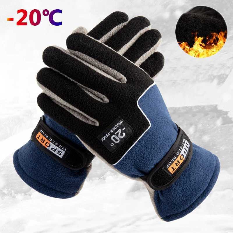 -20 Winter Warm Wool Gs Mens Hot Cycling Snow Thickness Gs Mens Polar Wool Gloves Windproof Gs W241026