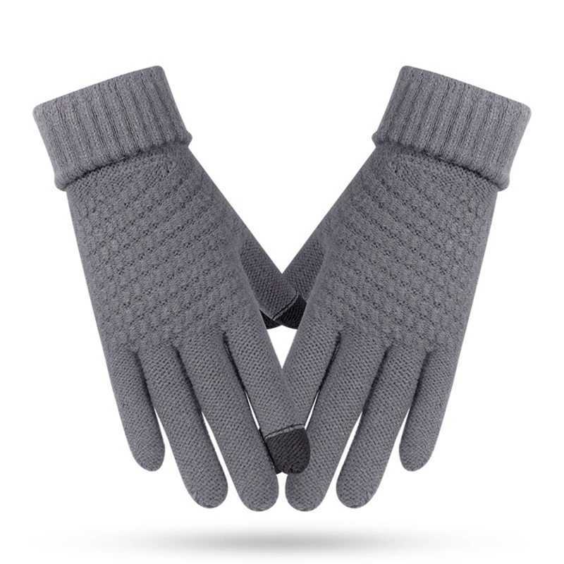 Winter Touch Screen Gs Warm Elastic Knitted Gloves Simulated Wool Full Finger Tube Female Crochet Luvas G Suitable for Women W241026