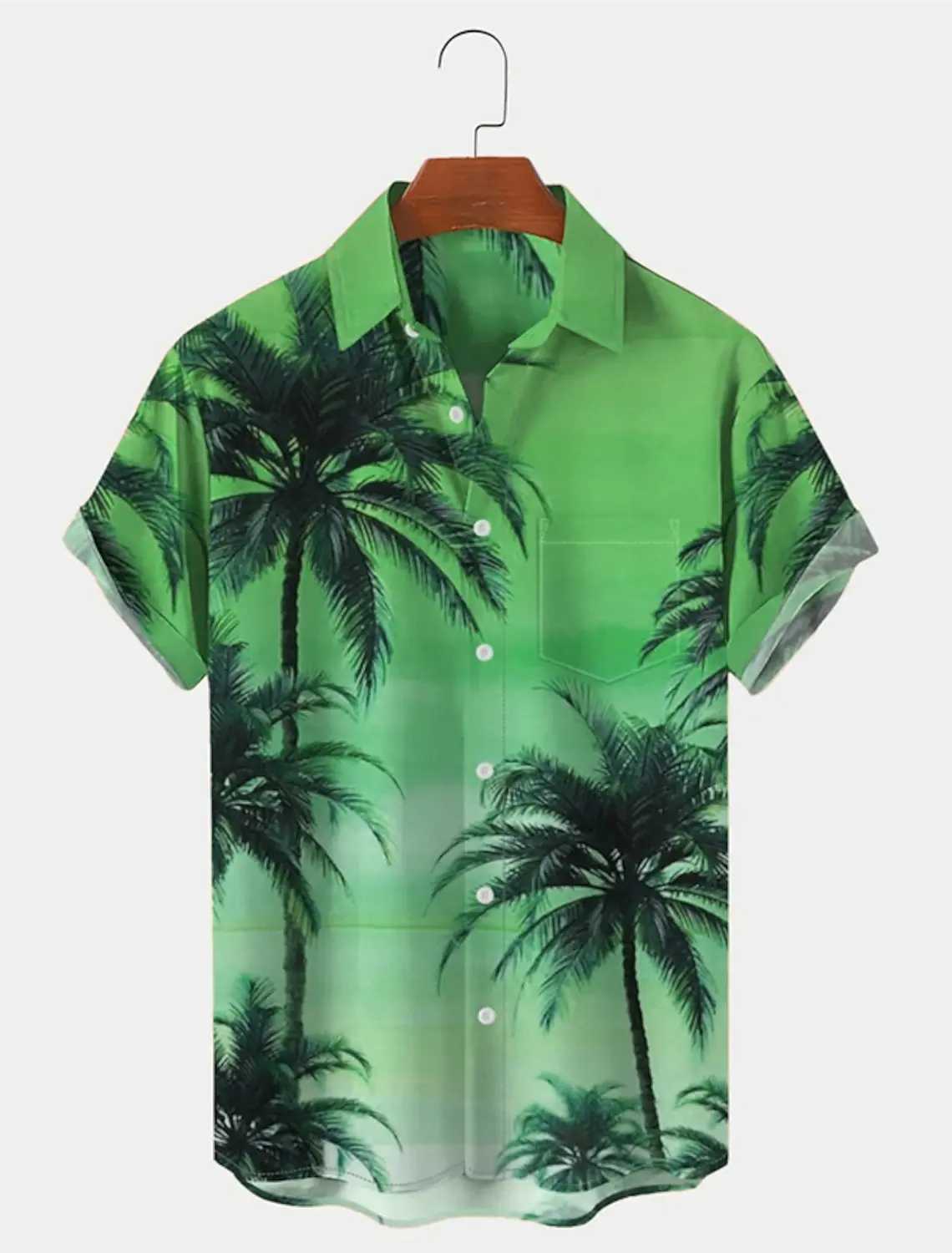 Mens summer Haian shirt graphic print palm Tr revolving door outdoor short sleeved Slves button printed clothing W241026