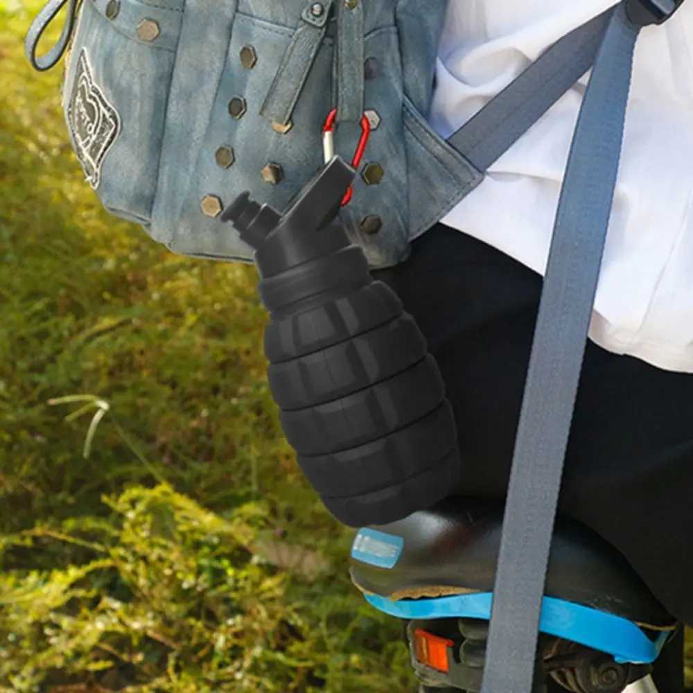 Portable Silicone Retractable Grenade 580ML Foldable Sports Water Bottle Reuseable Camouflage Drinking Cup Z260202