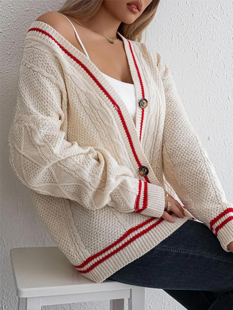 Women's Sweaters Suninbox Autumn And Winter Warm Sweater Cardigan Chic Red Star Embroidery Loose Casual Knitted Women