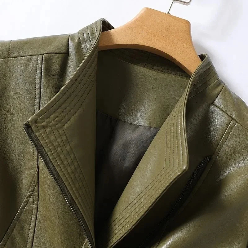 Autumn Winter Sheepskin Jacket Womens Short Coat Ultra Thin Slant Zipper Casual Top Womens Small Coat Leather Jacket Coat 241025