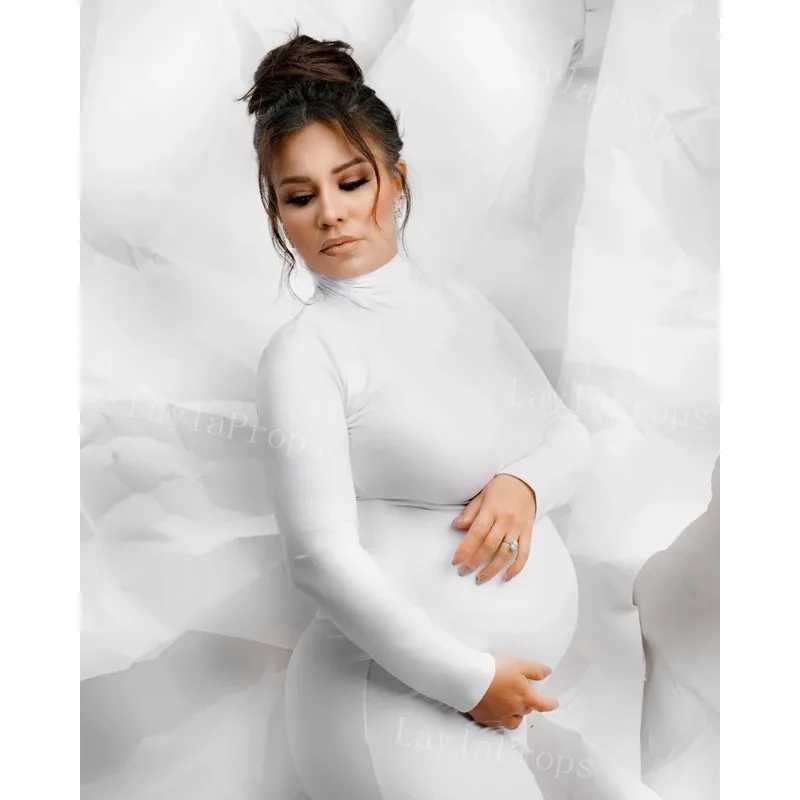Pregnant womens long sleeved photos pleated Blouson Midi dresses womens party photos pregnant baby shower clothes W241026