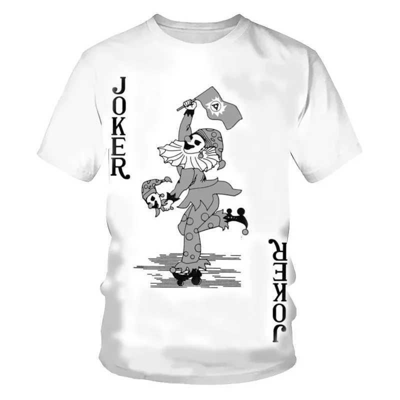 Poker card 3D printed fashionable mens T-shirt Plum K pattern short Slves casual Harajuku trend comfortable O-neck top W241026