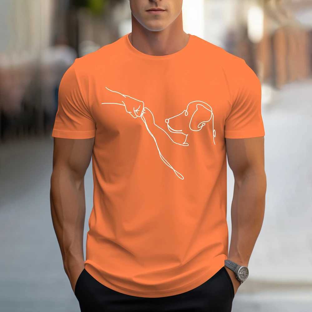 New handmade drn dog graphic printed T-shirt loose mens short slip clothing outdoor casual breathable mens T-shirt top W241026
