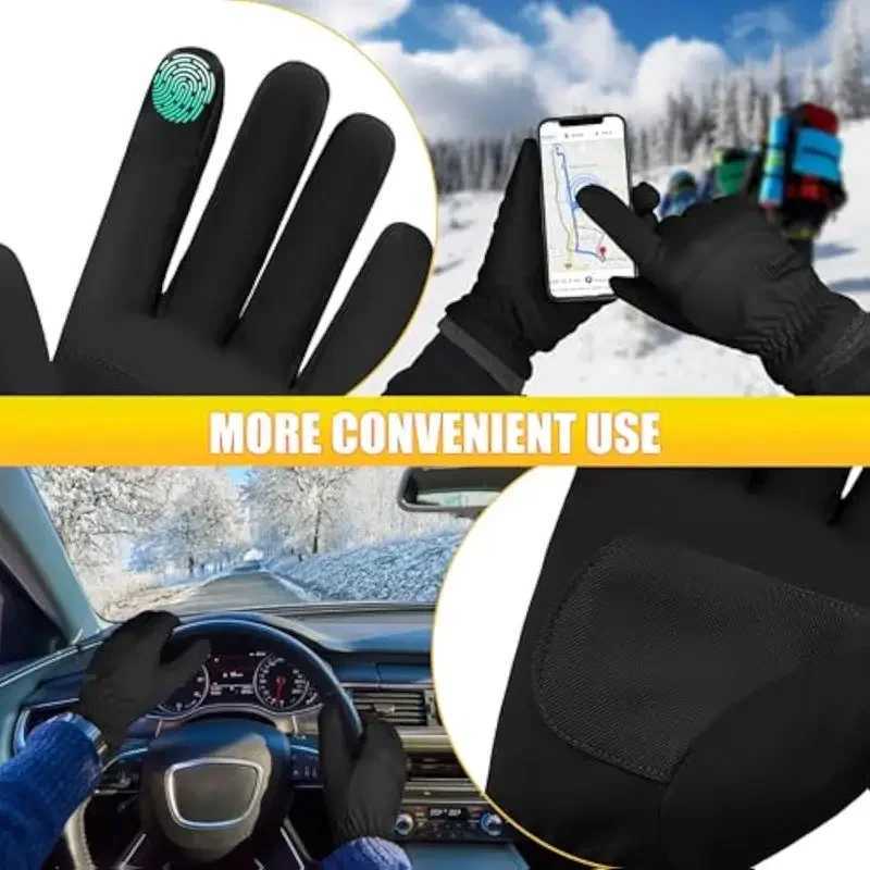 Winter Gs Mens Waterproof Windproof and Warm Gs Cold Weather Touchscreen Finger Driving Bicycle Running Skiing Gs W241026