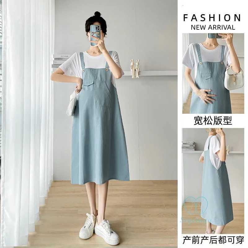 Cotton Splicing Integrated Maternity Wear 2024 Summer Fashion Loose Maternity Wear W241026