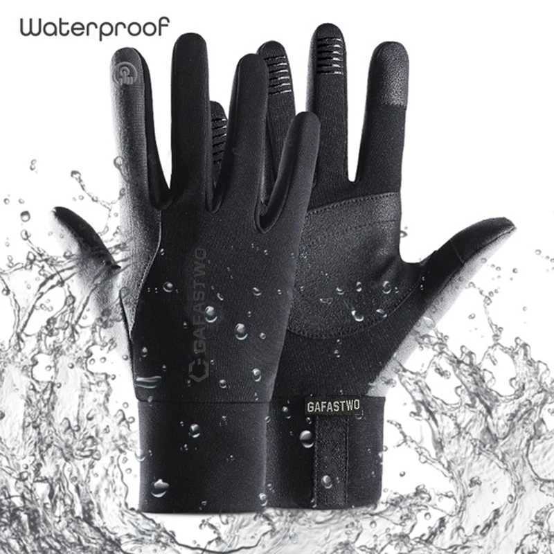 Mens Winter Gs Velvet Warm Touch Screen Gs Outdoor Waterproof PU Leather Splicing Silent Anti slip Bicycle Gs W241026