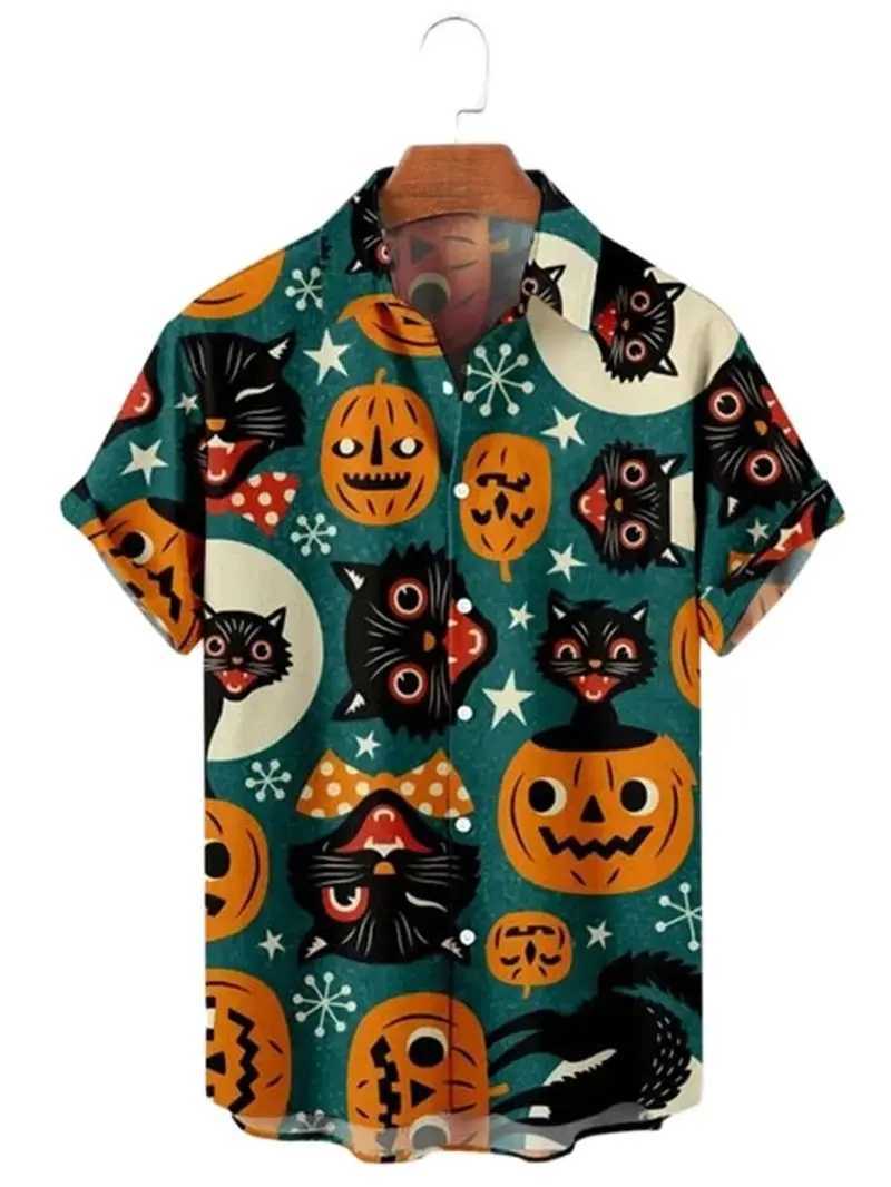 Mens Halloween shirt 3D printed Coolpad shirt hip-hop oversized mens clothing Haian summer beach holiday short Slve W241026