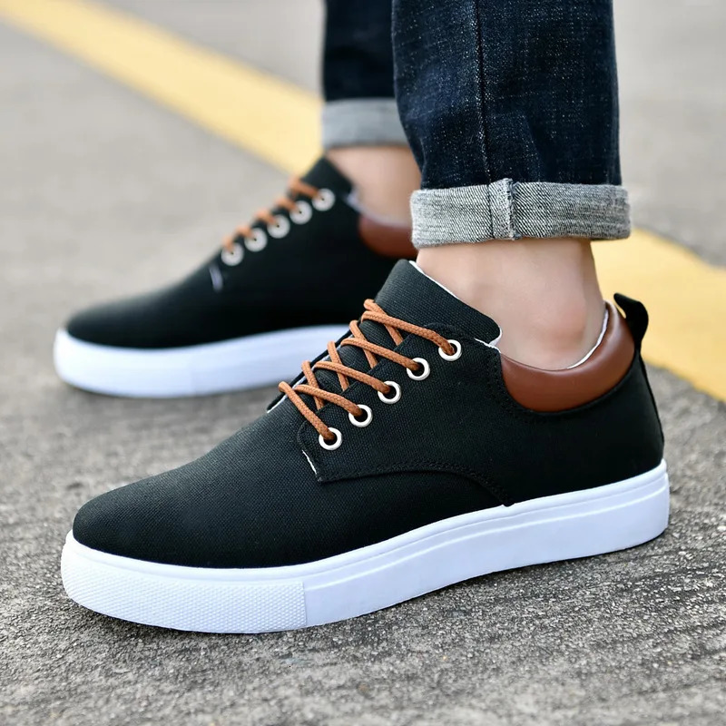 Men Shoes Canvas Sneakers Flats Lace up Leisure Loafers Fashion Comfort Rubber Sole Non Slip Sneakers 45 47 48 Large Size 241025