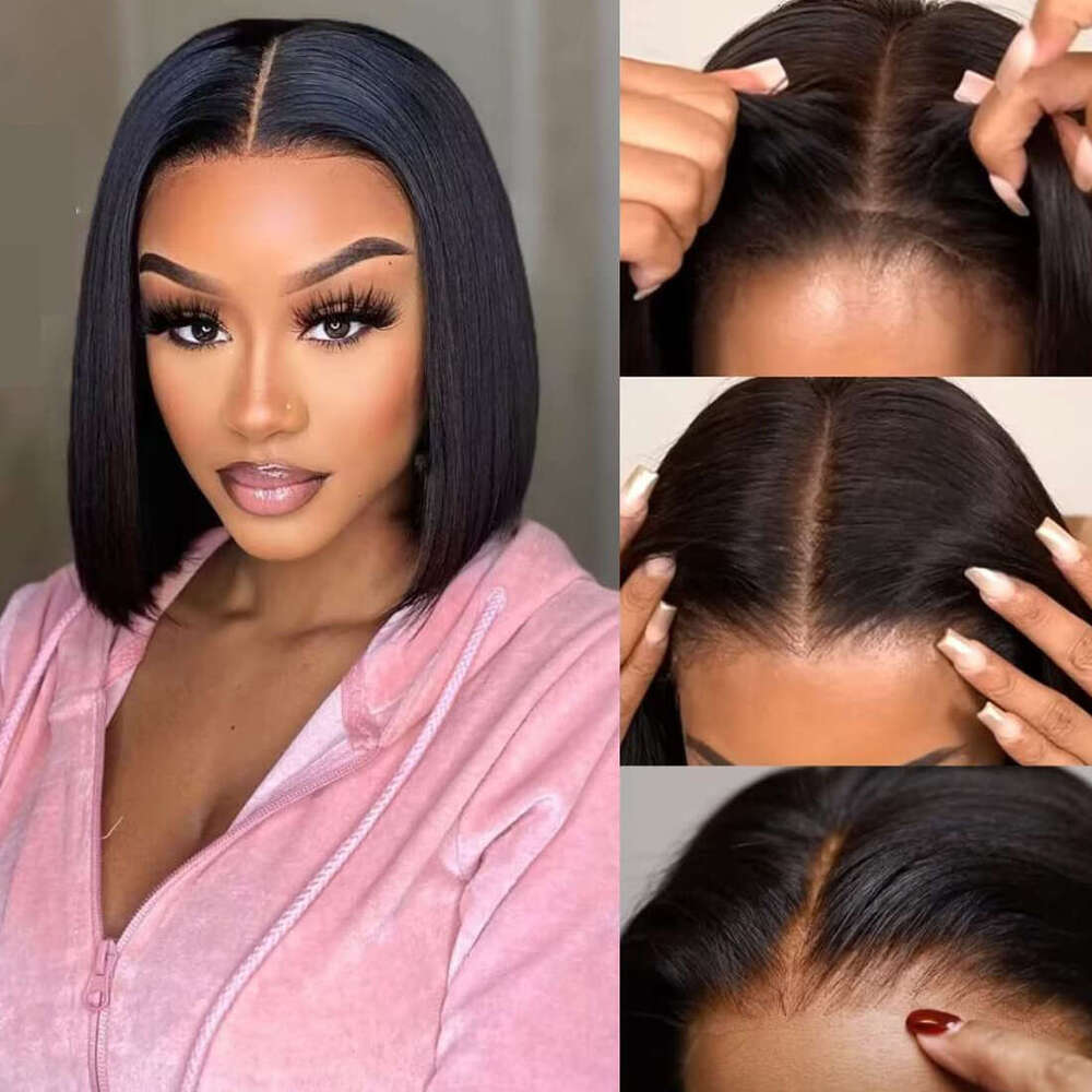 Wear And Go Glueless Short Bob Straight 4X4 HD Lace Closure Wigs For Women 100% Brazilian Human Hair Wig
