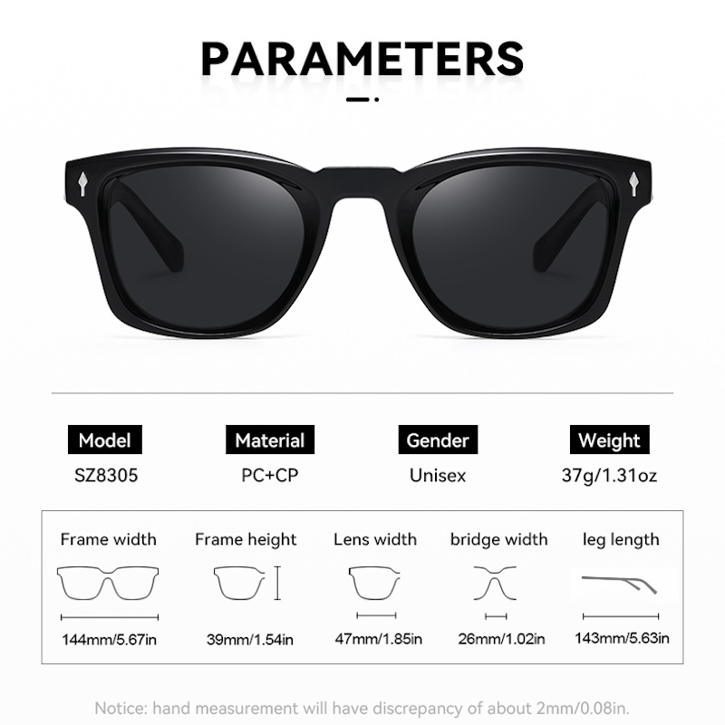 Square Polarized Sunglasses Men Luxury Brand Designer Style Sun Glasses Women Retro TR90 Vintage Driving Fishing Propionic acid core fashion Rivets S1